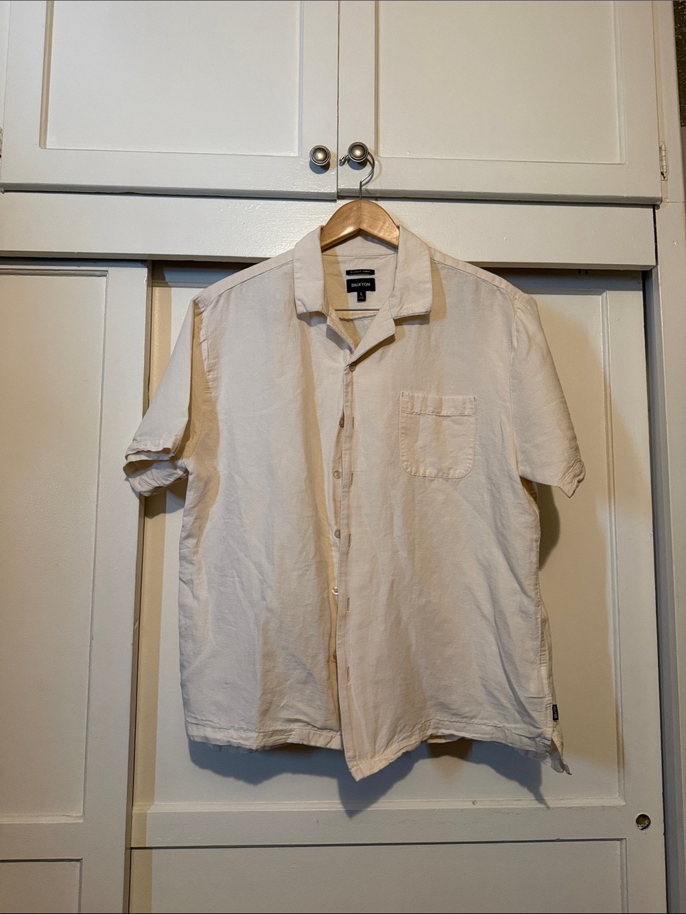 Brixton Short-Sleeve Button-Up Shirt in Cream